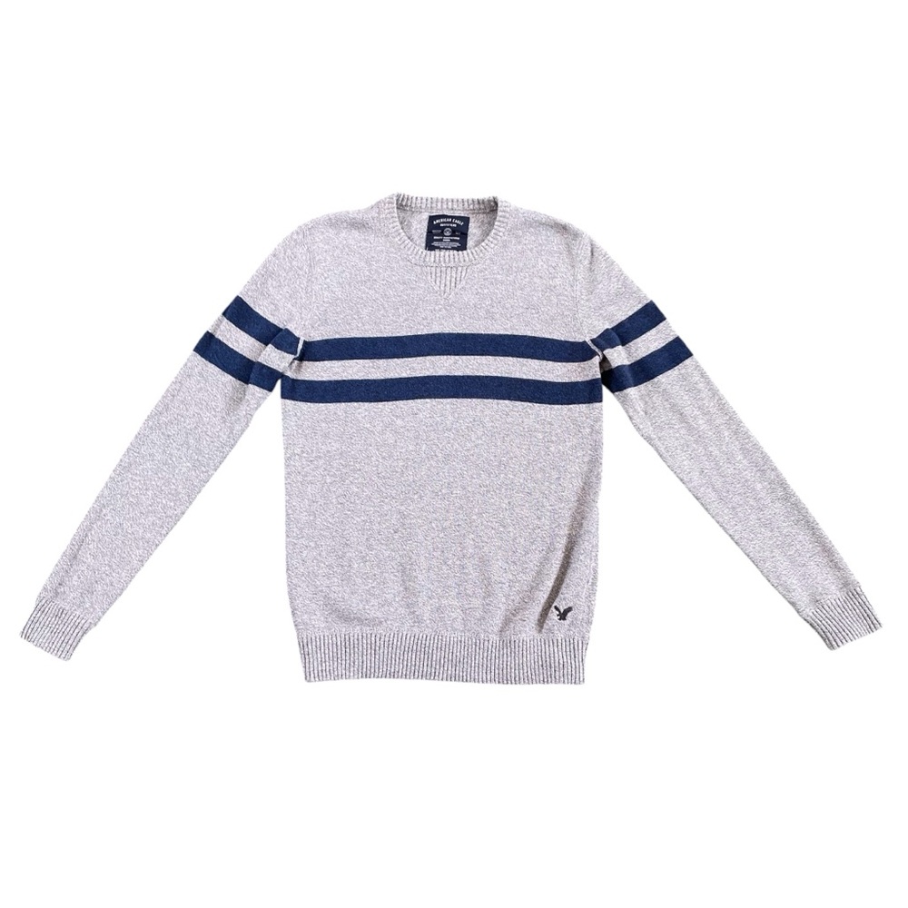 American Eagle Gray Striped Sweater